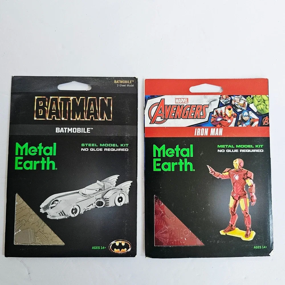Metal Earth Steel Model Kit Batmobile Iron Man Marvel‎ DC 3D DIY Puzzle Lot of 2